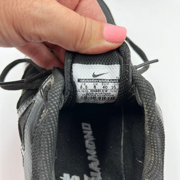 Nike Softball Cleats Womens 8.5 Black White 684680-010 Hyperdiamond Keystone - Picture 8 of 8